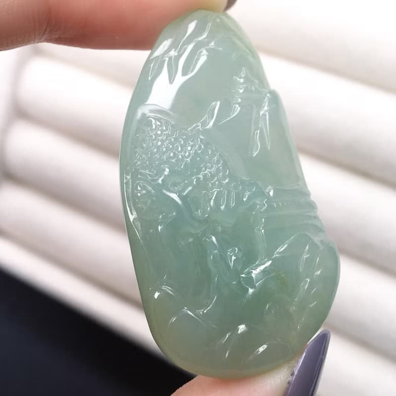 冰種翡翠山水牌 | 天然緬甸A貨翡翠 | 送禮