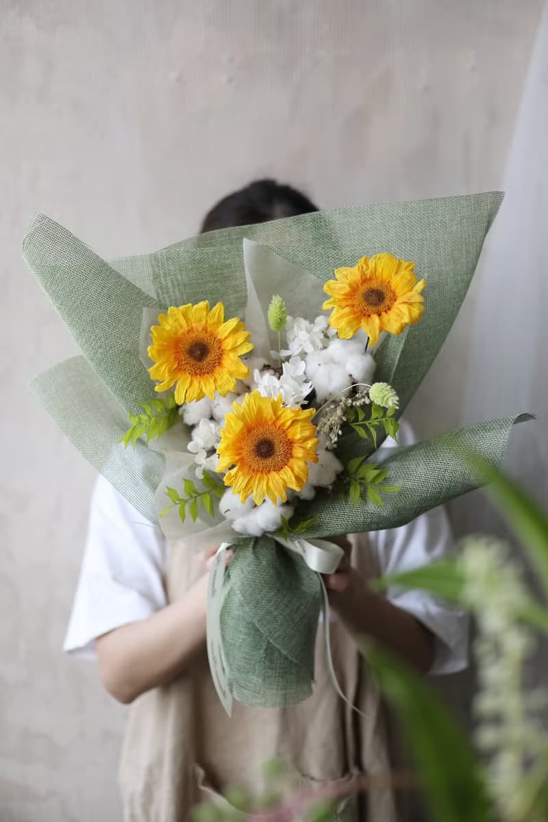 寫給你的晴天 向日葵棉花永生花束