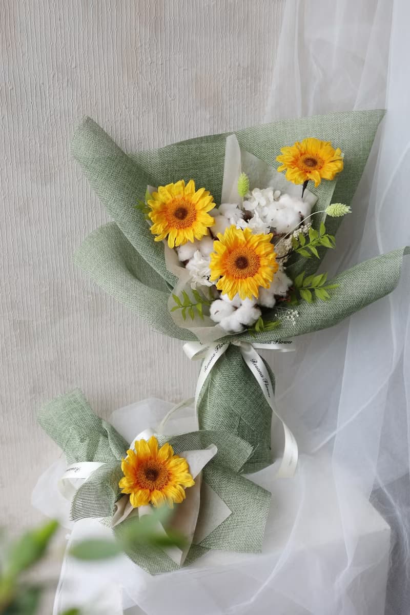 寫給你的晴天 向日葵棉花永生花束
