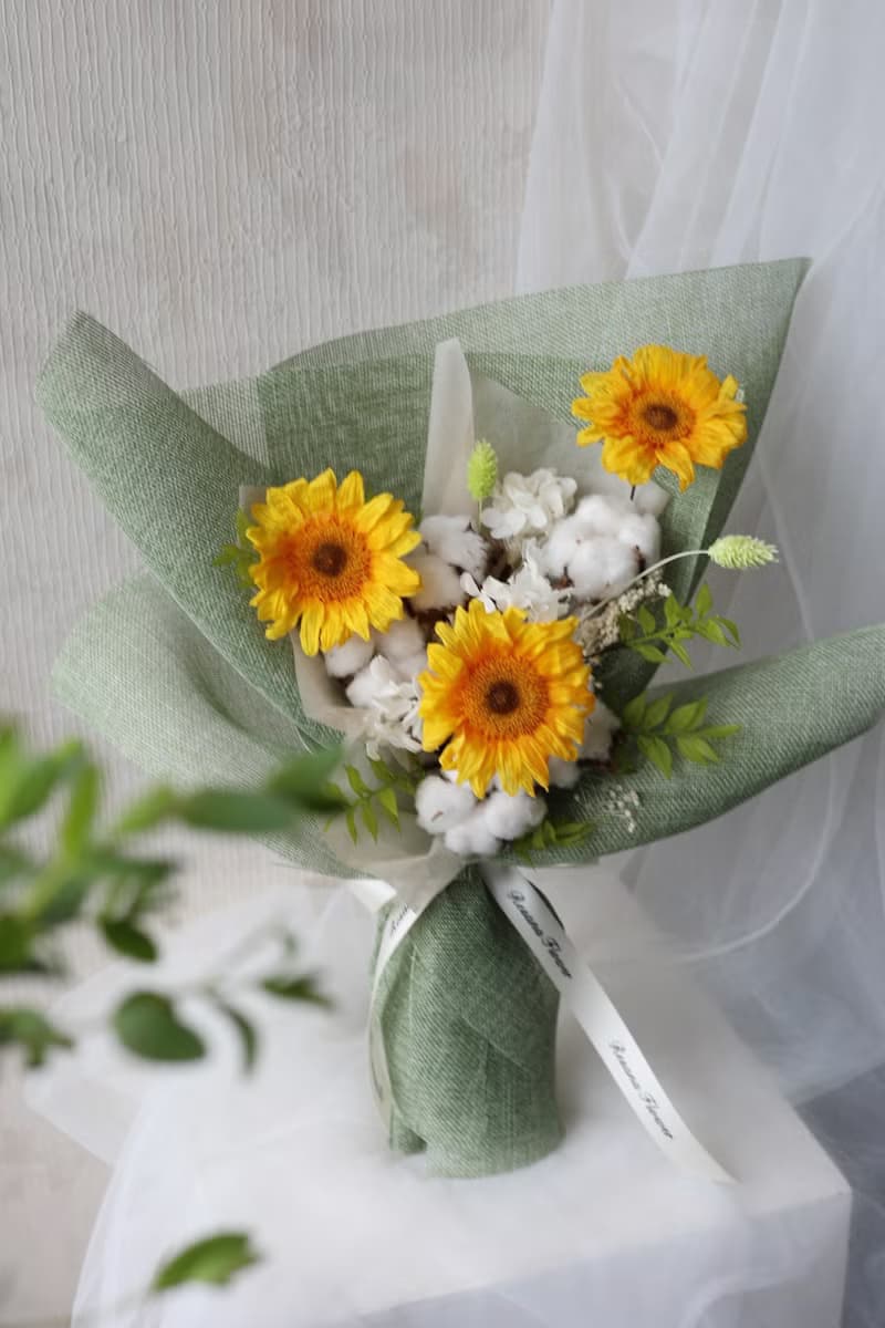 寫給你的晴天 向日葵棉花永生花束