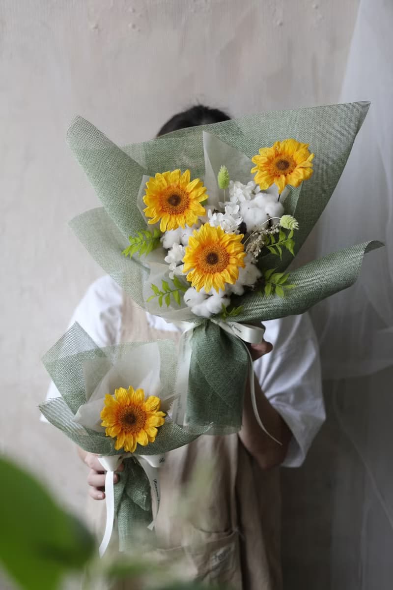 寫給你的晴天 向日葵棉花永生花束