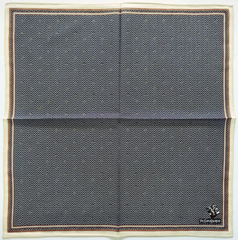 Yves Saint Laurent Vintage Handkerchief Herringbone Gray 19 x 18.5 inches