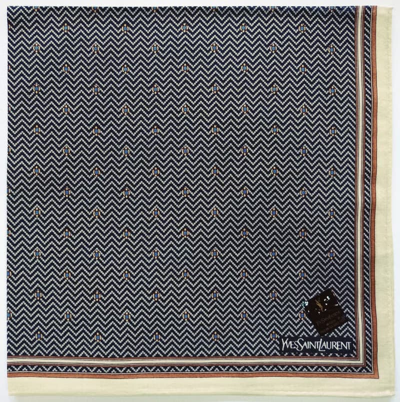 Yves Saint Laurent Vintage Handkerchief Herringbone Gray 19 x 18.5 inches
