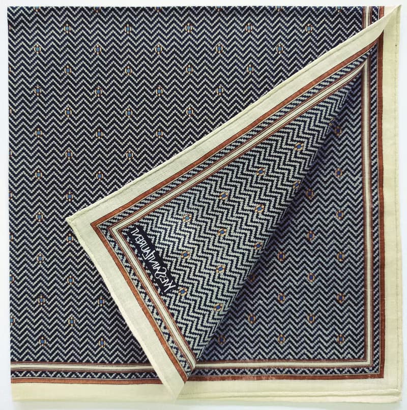 Yves Saint Laurent Vintage Handkerchief Herringbone Gray 19 x 18.5 inches