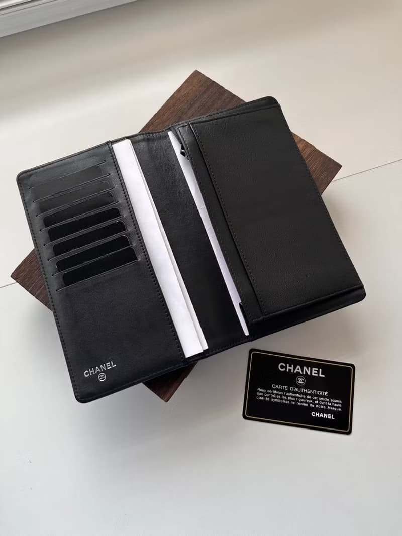 中古包 Chanel 香奈兒 黑色魚子醬皮長款錢包(雙折)