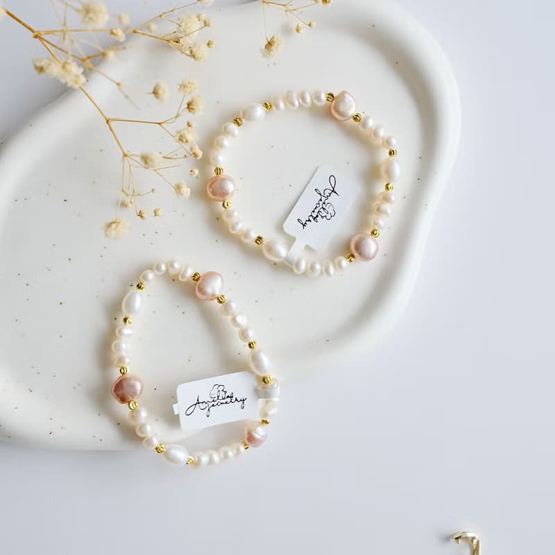 Amelia Jewelry丨飛花撻丨淡水珍珠手鍊丨天然巴洛克珍珠