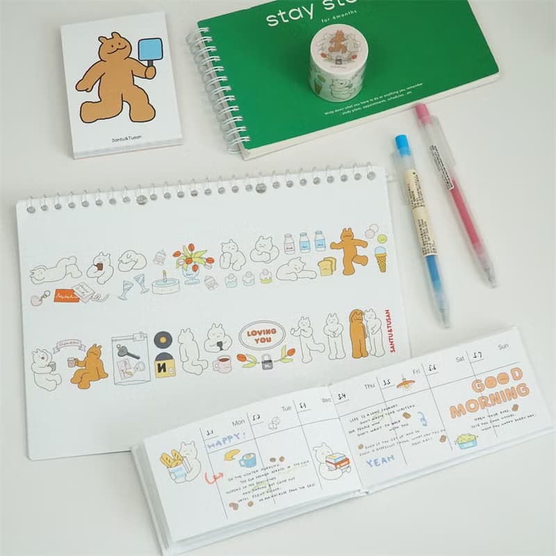 【桑兔兔桑】系列 和紙 PET 紙膠帶 6 件套組
