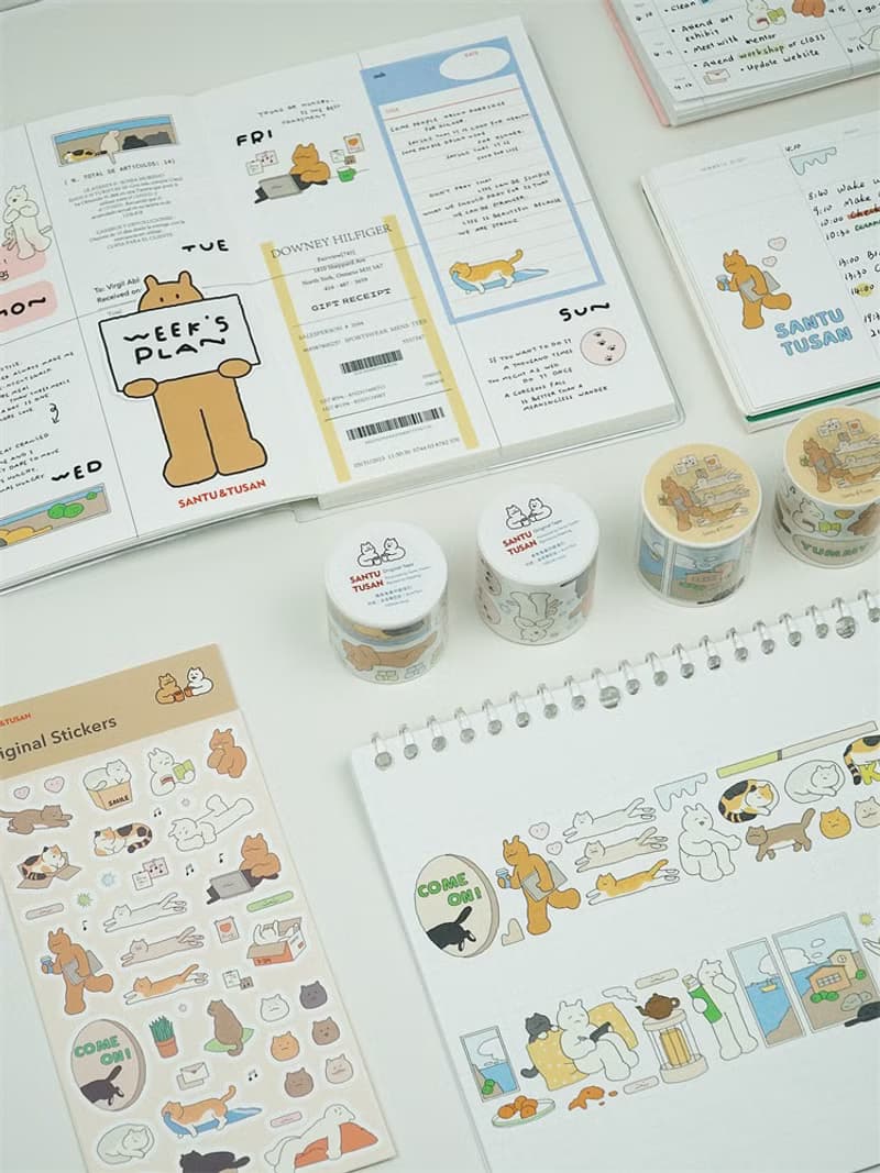【桑兔兔桑】系列 和紙 PET 紙膠帶 6 件套組