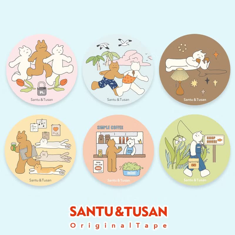 【桑兔兔桑】系列 和紙 PET 紙膠帶 6 件套組