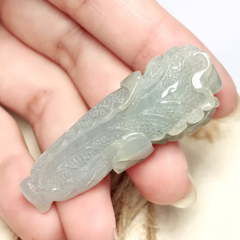冰種翡翠巧雕白菜 | 天然緬甸A貨翡翠 | 送禮