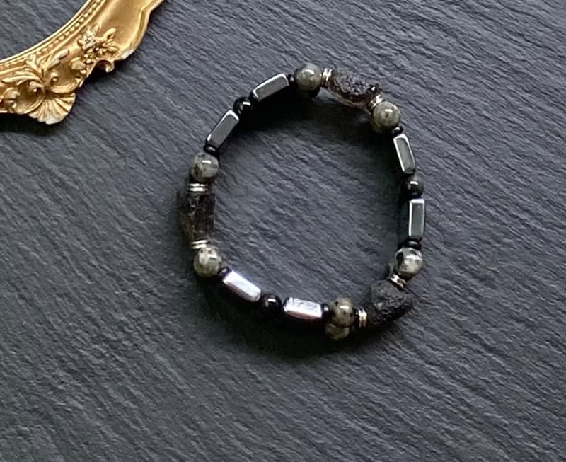 金屬光感-太赫茲x天狼星石x火焰石x黑曜石x黑檀木 個性鋼手排