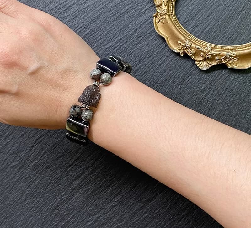 金屬光感-太赫茲x天狼星石x火焰石x黑曜石x黑檀木 個性鋼手排