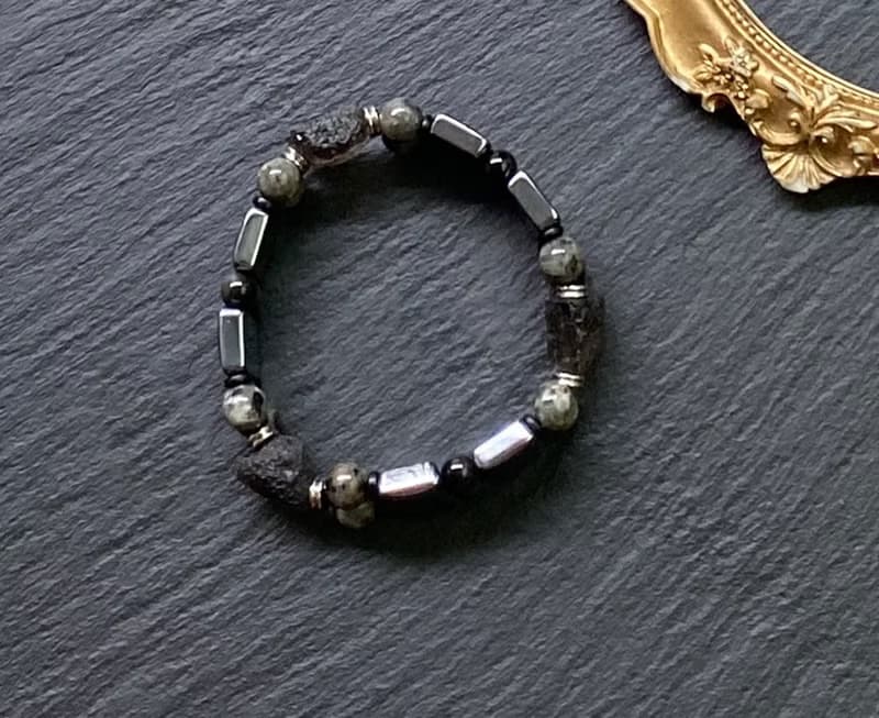 金屬光感-太赫茲x天狼星石x火焰石x黑曜石x黑檀木 個性鋼手排