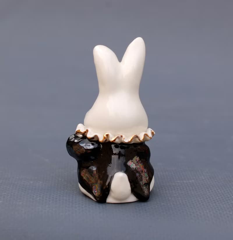 Porcelain rabbit figurine Alice in Wonderland White fairy hare Ceramic figurine
