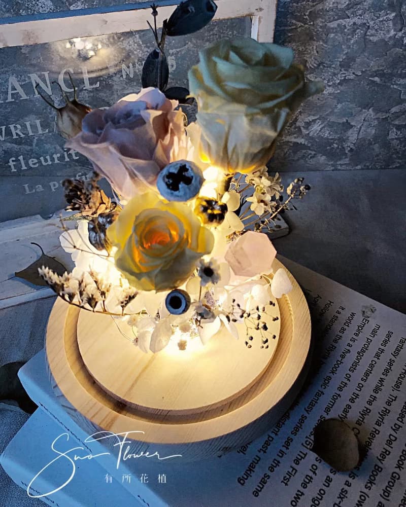 水晶礦石有燈玻璃盅/生日禮物/新居落成/開幕禮物/療癒小物