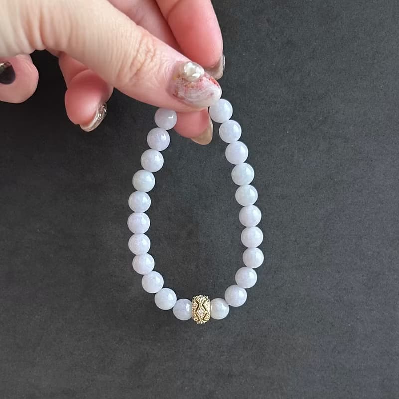 天然A貨翡翠 淡紫羅蘭翡翠手串