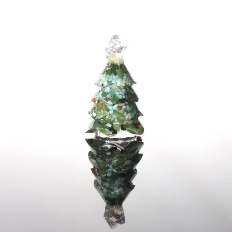 【聖誕節禮物】星願綠色水晶聖誕樹小夜燈奧剛能量樹寶石樹