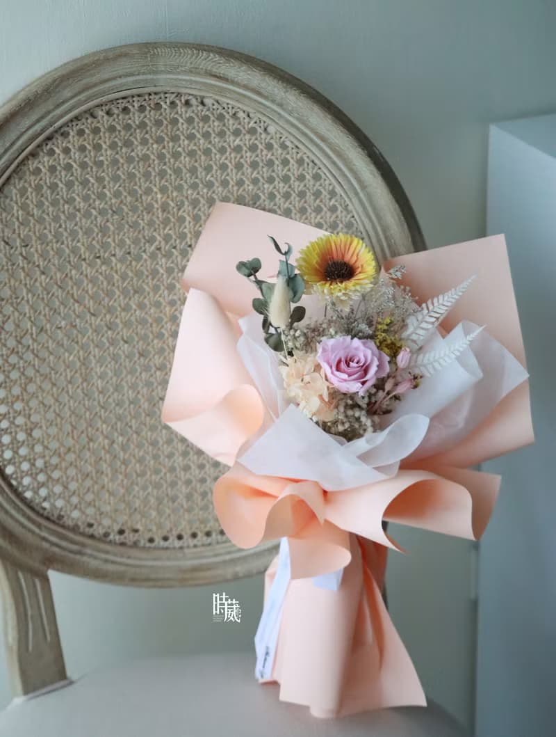時光漫漫 多色 非洲菊 太陽花 玫瑰 畢業  不凋花花束
