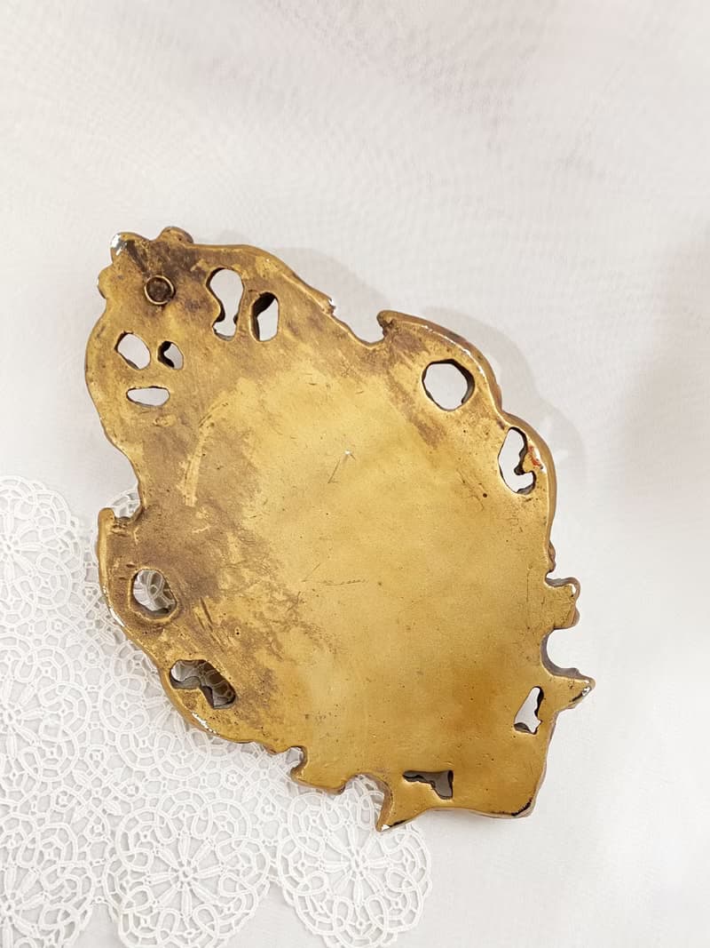 【好日戀物】德國vintage金色教堂小天使古董裝飾立體畫壁掛畫
