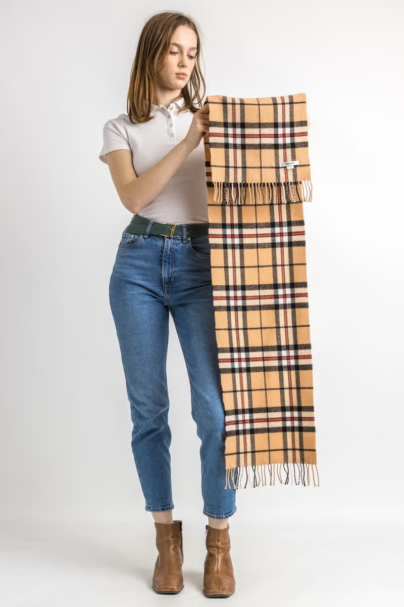80s Vintage Checked Scotland Lambswool Scarf Woman Vintage Accessories 5938