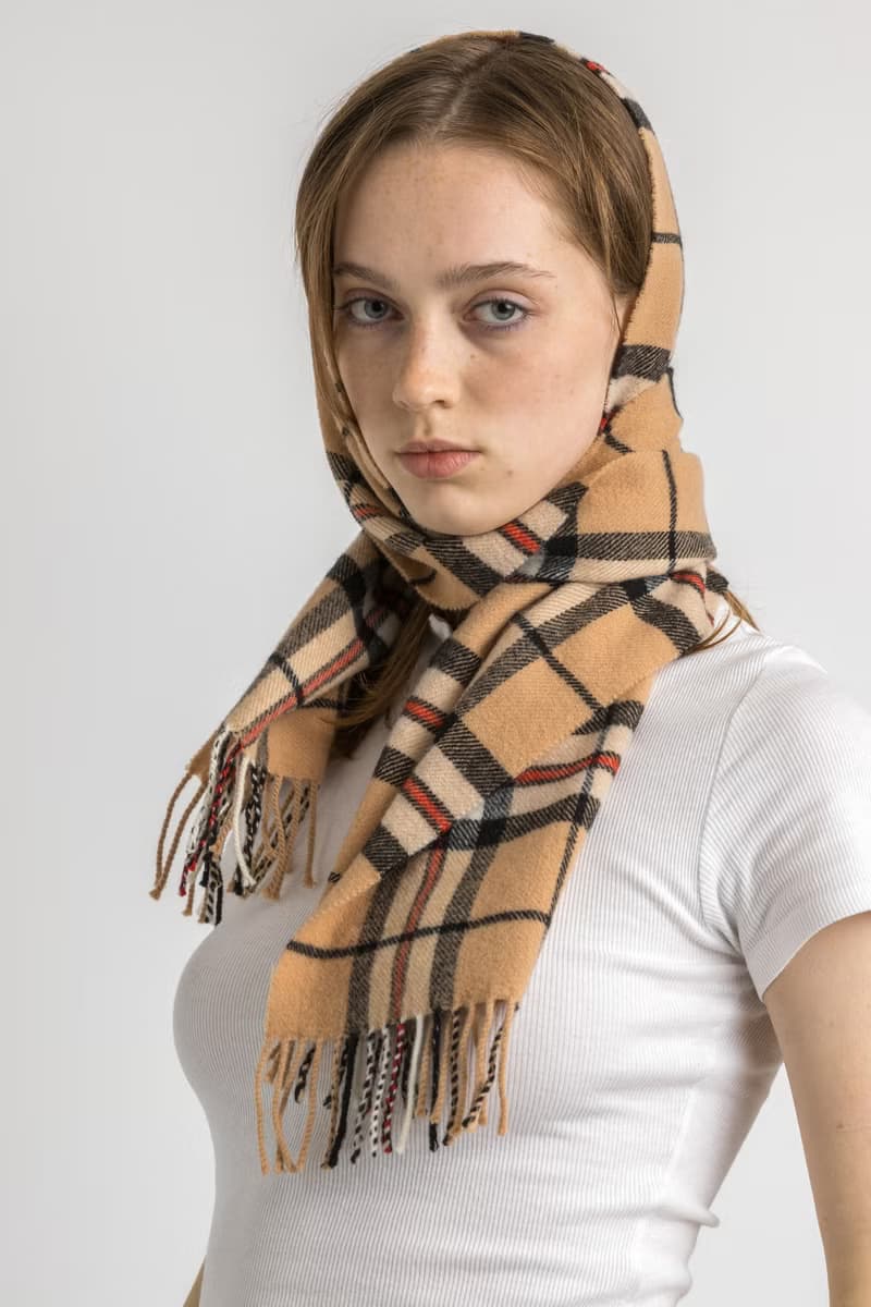 80s Vintage Checked Scotland Lambswool Scarf Woman Vintage Accessories 5938
