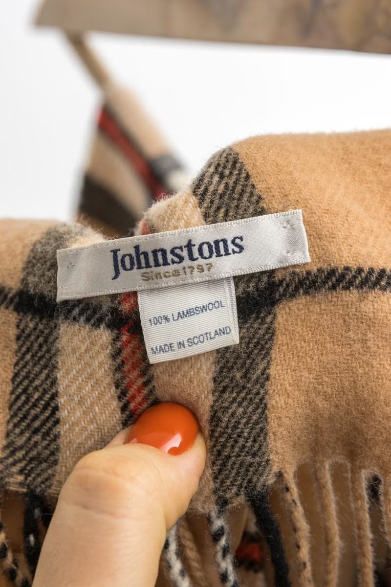 80s Vintage Checked Scotland Lambswool Scarf Woman Vintage Accessories 5938