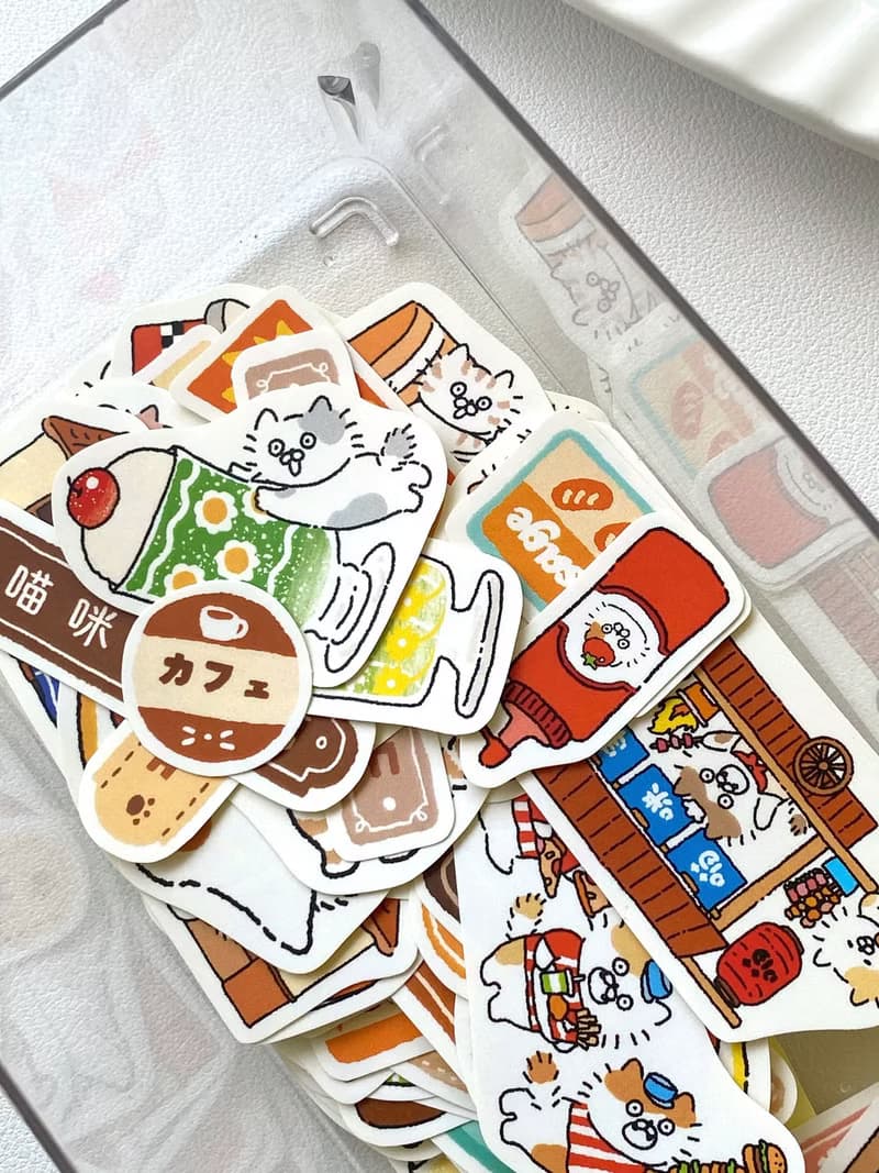3小喵咪/喵咪復古餐廳/貼紙包/手帳貼紙/共8款