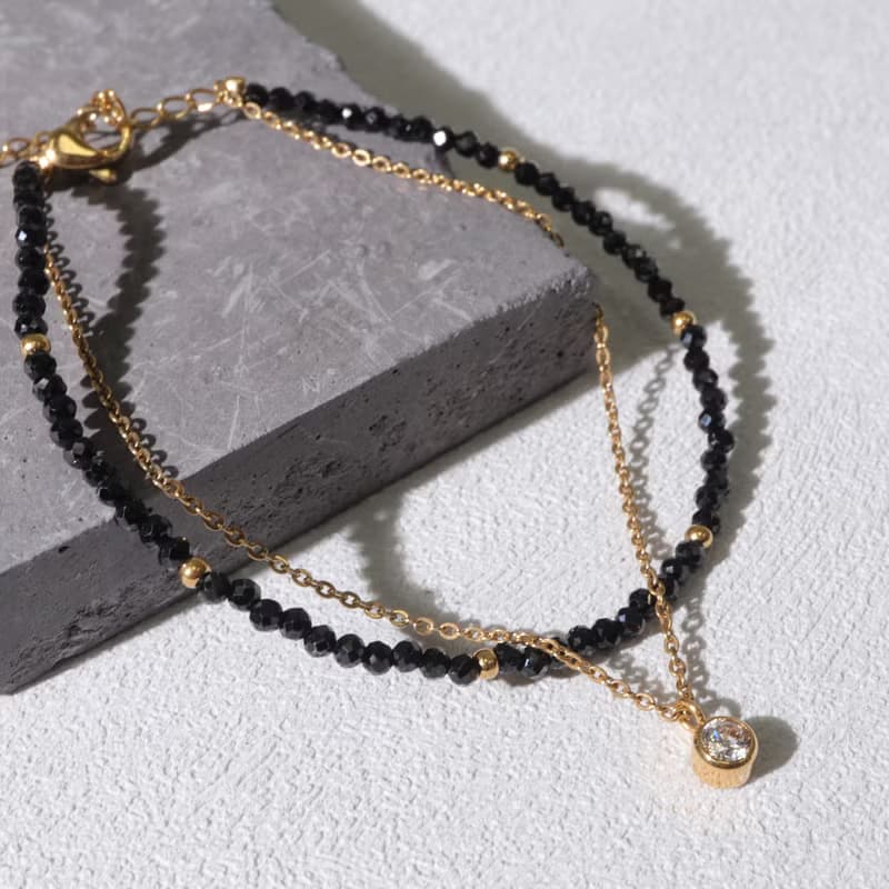 黑暗相擁。尖晶石單鑽手鍊