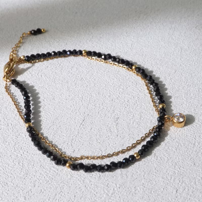 黑暗相擁。尖晶石單鑽手鍊