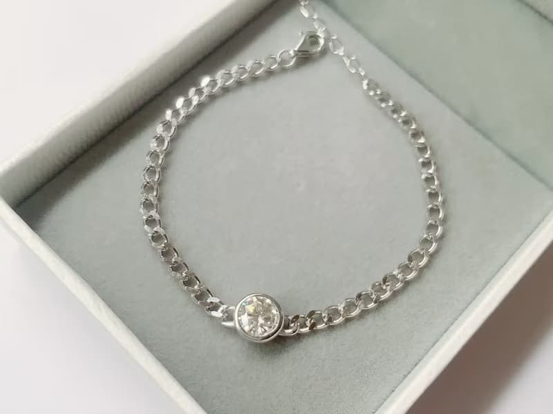 1克拉 莫桑石 純銀手鍊 璀璨火光 輕珠寶  鑽石光芒