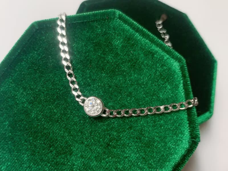 1克拉 莫桑石 純銀手鍊 璀璨火光 輕珠寶  鑽石光芒