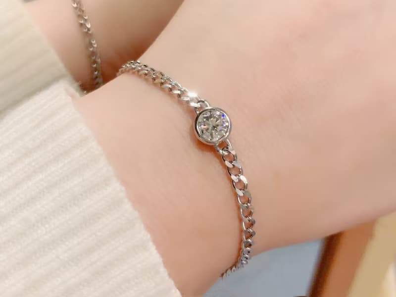 1克拉 莫桑石 純銀手鍊 璀璨火光 輕珠寶  鑽石光芒