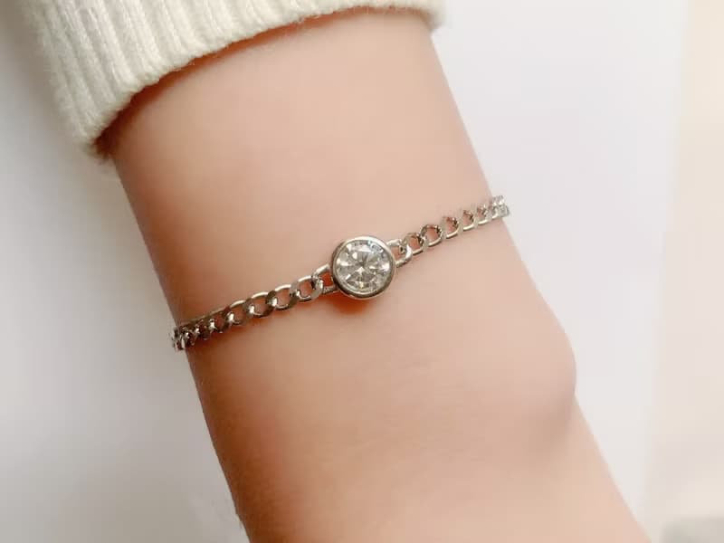 1克拉 莫桑石 純銀手鍊 璀璨火光 輕珠寶  鑽石光芒