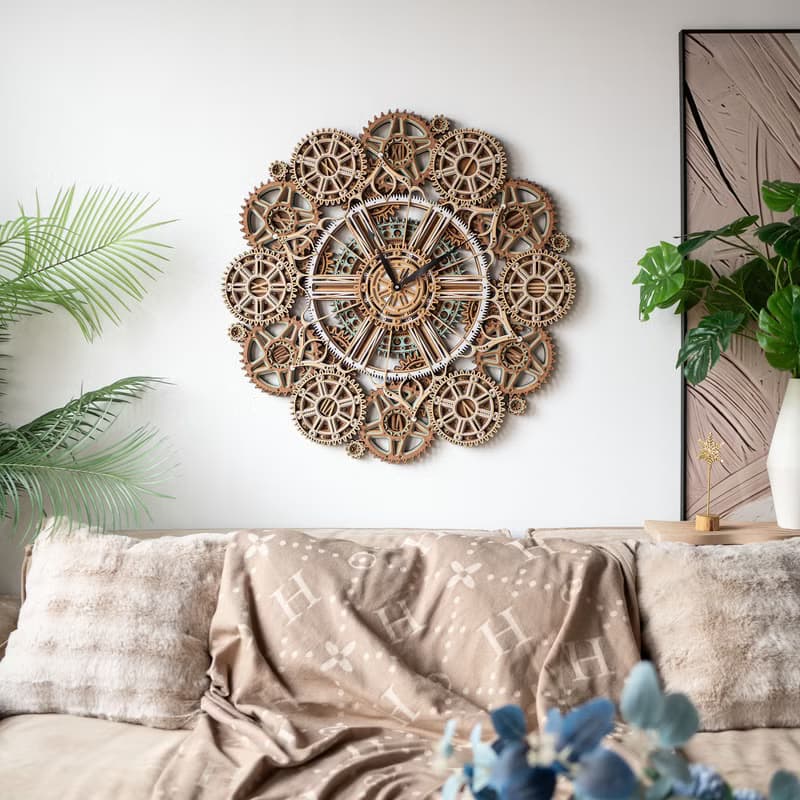 星辰之輪|簡約現代餐廳裝潢畫新款客廳鐘錶掛畫