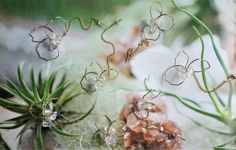 【母親節禮物】冰山森林 白水晶碎石14K注金單邊一只耳環