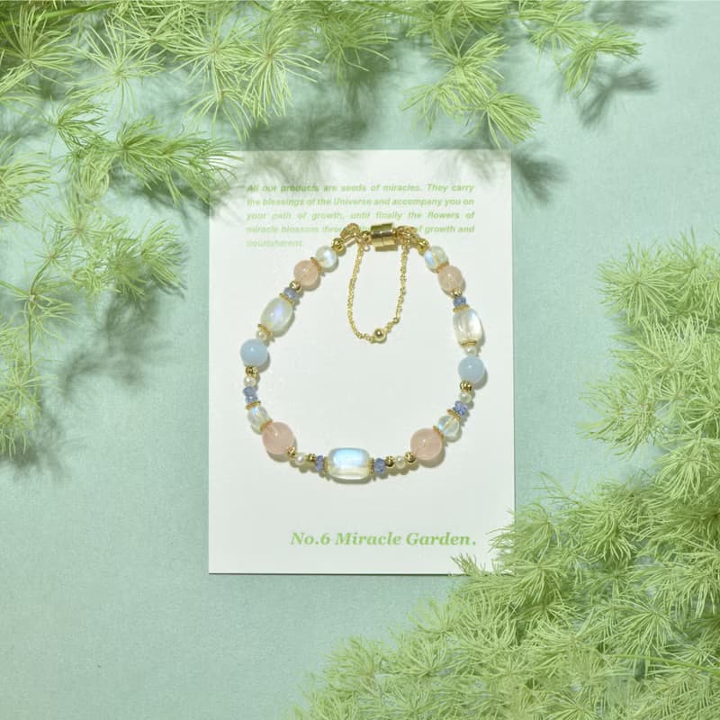 在月光下優雅漫步 - 藍月光 丹泉石 摩根石 藍紋瑪瑙 天然石手鍊