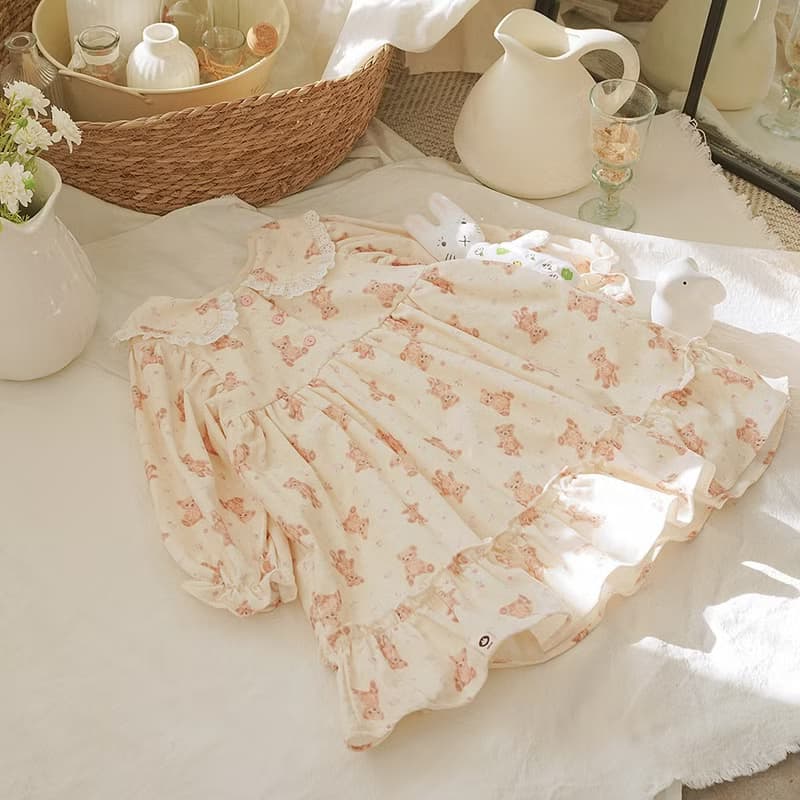 cute bear lovely premium corduro baby dress
