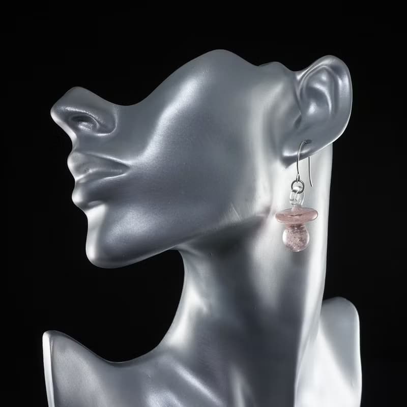 Pale Pink Pacifier Earrings Lampwork Glass Glowing in the dark Earrings Jewelry
