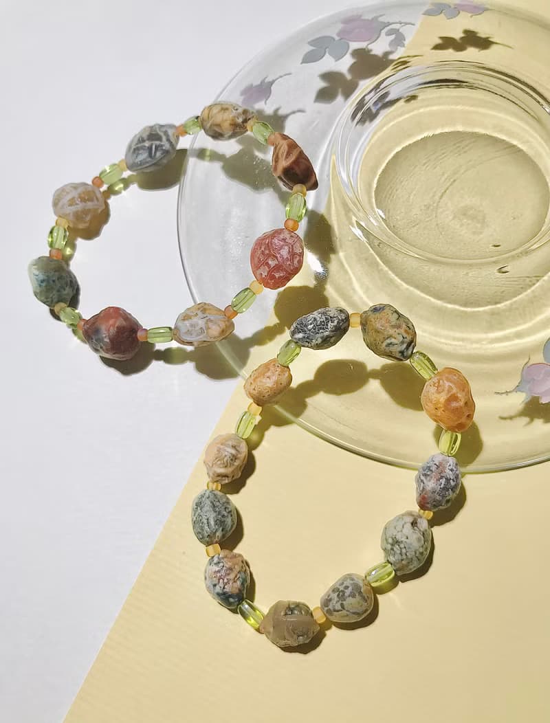 多色異彩筋脈原石手鍊