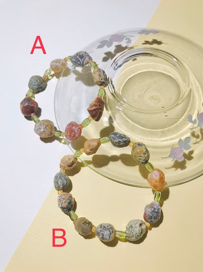 多色異彩筋脈原石手鍊