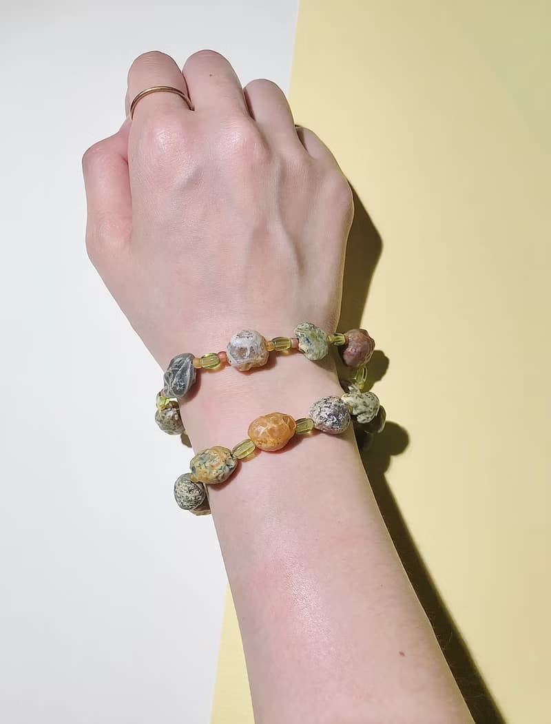 多色異彩筋脈原石手鍊