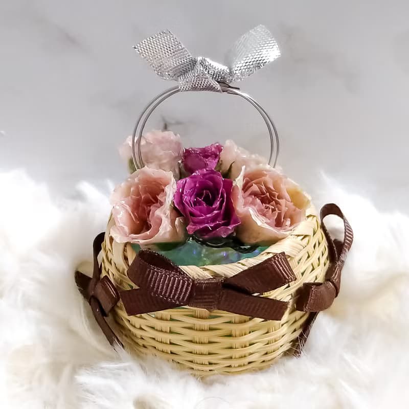 バラの花束ピアス・イヤリング(真花/自製乾燥花)