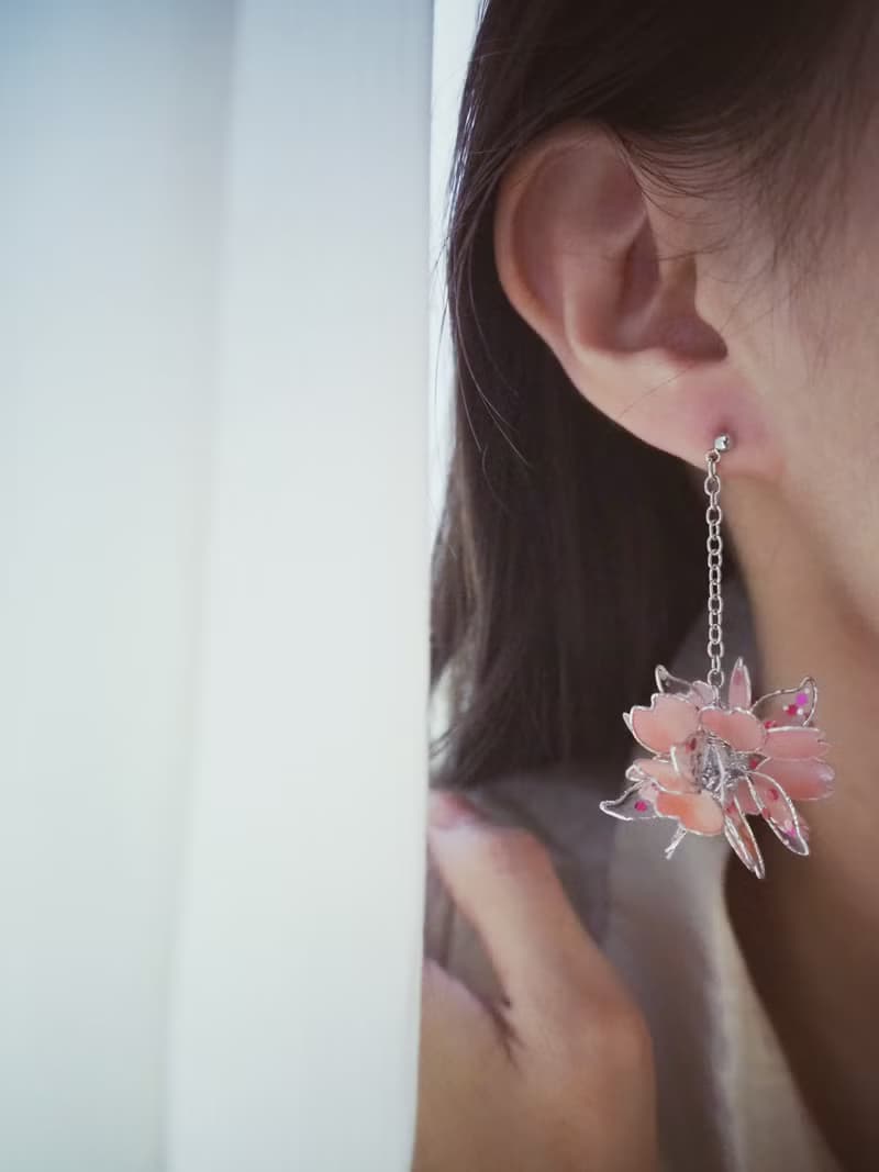 櫻狩 櫻花花球墜式樹脂耳環