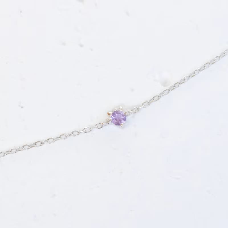 紫水晶925純銀貓咪手鍊