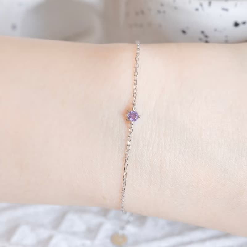 紫水晶925純銀貓咪手鍊