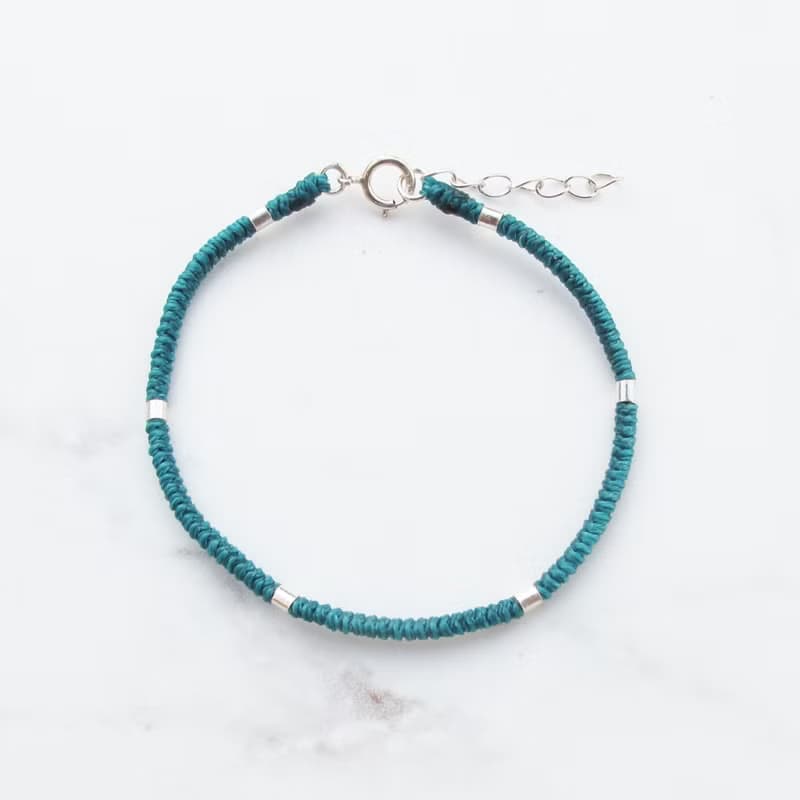 【手編蠟繩】節節 | 純銀極細蠟線 幸運手鍊 老少咸宜 | 大員囡仔