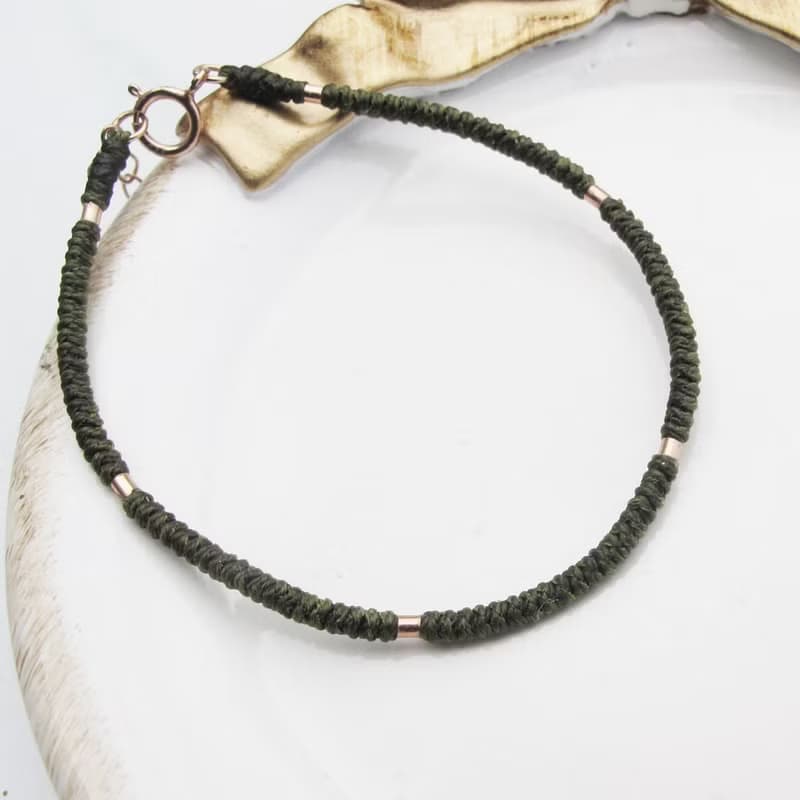 【手編蠟繩】節節 | 純銀極細蠟線 幸運手鍊 老少咸宜 | 大員囡仔