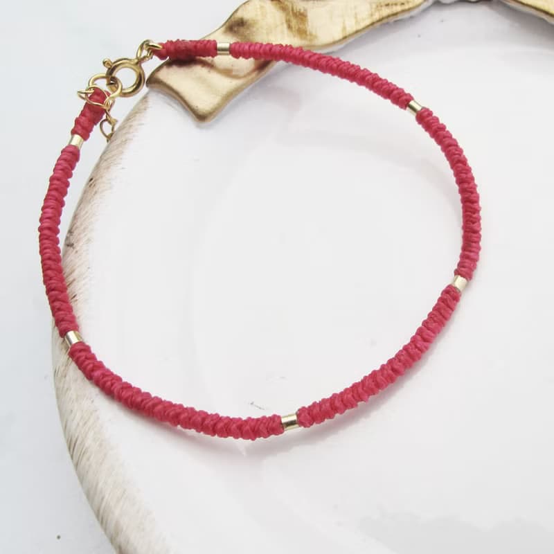 【手編蠟繩】節節 | 純銀極細蠟線 幸運手鍊 老少咸宜 | 大員囡仔