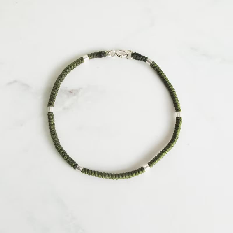 【手編蠟繩】節節 | 純銀極細蠟線 幸運手鍊 老少咸宜 | 大員囡仔