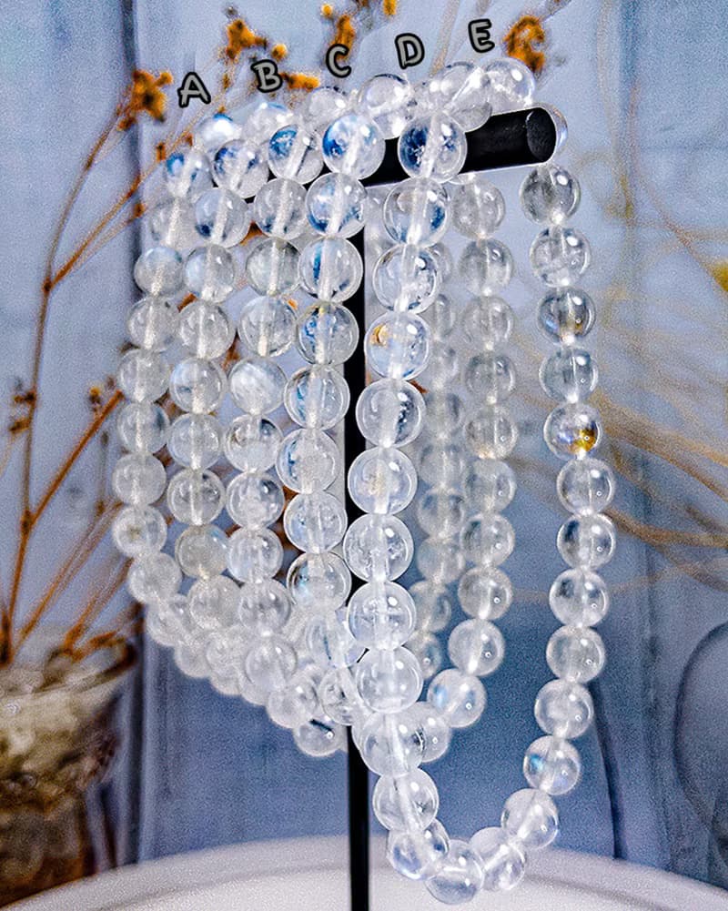 【3A/4A斯里蘭卡月光石】雪花晶體藍月光石 水晶手鍊手串|可挑款